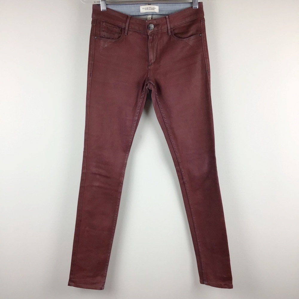 Habitual Red Chianti Coated Denim Skinny Jean | 26